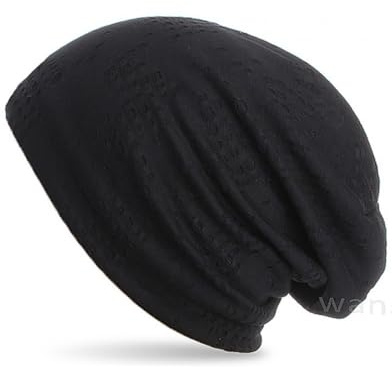 Wanssy® Damen Herren Unisex Beanie mit Färbemuster Fashion Einheitshröße Vielen Farben Kopfbedeckung (Baumwollmischung, Löcher-Schwarz)