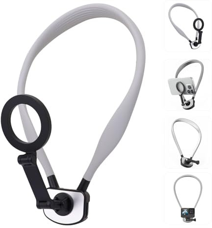 DOINEUFL POV Phone Holder with Anti-Shake Strap, Magnetic Neck Phone Holder for Filming, Phone Neck Holder Compatible with iPhone, Android & Action Cameras