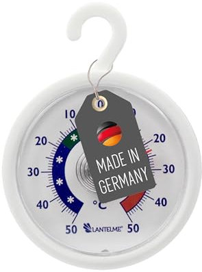 Lantelme Termómetro para frigorífico, indicador de temperatura + – 50 °C, con gancho para colgar, para congelador, frigorífico, mostradores frigoríficos, termómetro analógico, fabricado en Alemania