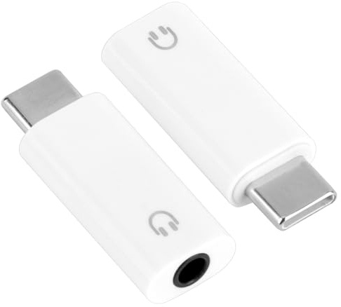 Lot de 2 adaptateurs jack USB C Aux USB C, type C vers casque jack 3,5 mm, convertisseur audio 3,5 mm, prise casque signal numérique compatible avec iPhone Huawei P40/Mate 50, blanc
