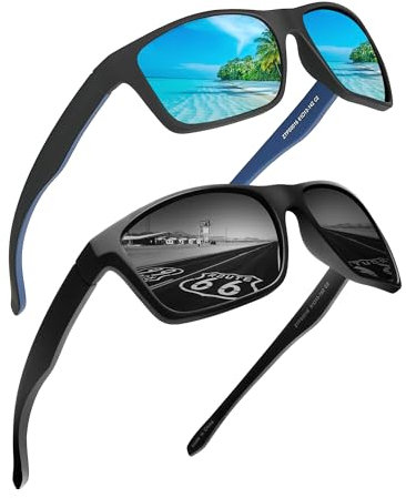 JIM HALO Polarisiert Sport Sonnenbrille Spiegel Wickeln Um Fahren Angeln Damen Herren(Spiegel Blau+Spiegel Grau)