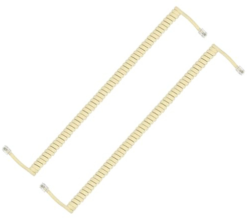 PATIKIL 2 Cavi Telefonici Per Apparecchio, 3 Metri (Avvolti 0.5 Metri) RJ9/RJ10 4P4C Cavo Universale Per Telefono Fisso, Accessorio Per Apparecchio Telefonico, Colore Beige