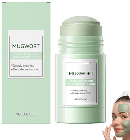 Mugwort Clay Mask Stick, Face Masks Care, For Clean Pores, Blackhead Removing, Pore Minimizing, Deeply Hydration, Firming Skin, Whitening and Brightening, Suitable for All Skin Types (1pcs)