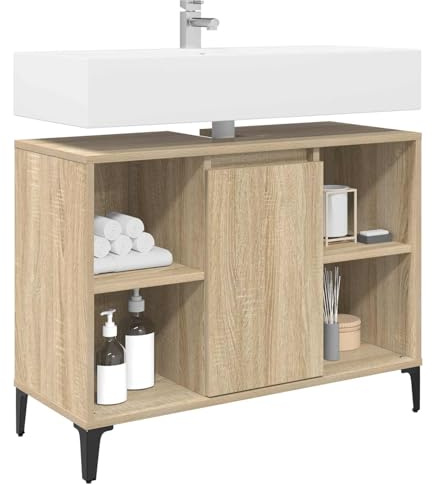 vidaXL Waschbeckenunterschrank mit Regal Sonoma-Eiche 80 x 33 x 60 cm