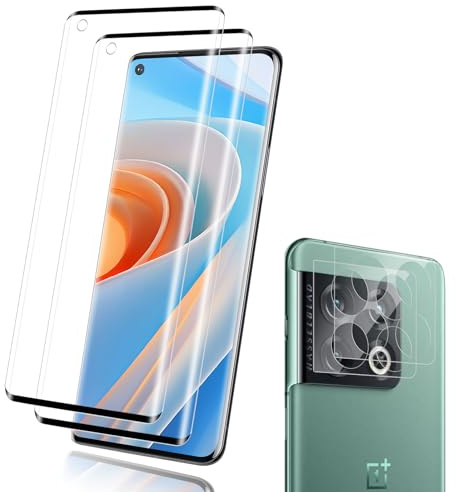 2+2 pièces Verre Trempé pour OnePlus 10 Pro, 0,33mm 9H Résistant aux Rayures vitre protection, HD Toucher Sensible protection écran, Couverture 3D Sans Bulle OnePlus 10 Pro Caméra Protection D'écran