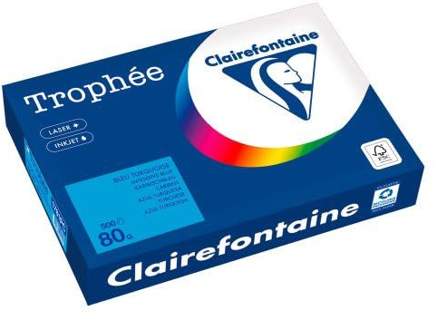 Clairefontaine Trophée farbiges Papier, leuchtende Farben, A4, 80 g, 500 Blatt, Türkisblau