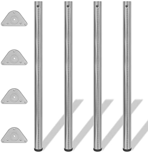 vidaXL 4 Pieds de Remplacement de Table à Hauteur réglable Nickel brossé 1100 mm