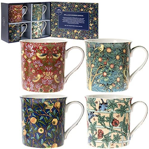 lesser and pavey LP93068 Ceramic Mug | William Morris | Set of 4-12x8x9 cm Accessory, Multicolour, 4 Count (Pack of 1)