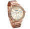 JewelryWe Montre Quartz Homme Analogique Chiffre Cadran Faux Diamant Décoration Trois Yeux Bracelet Acier Inoxydable Alliage Rose Or Anniversaire