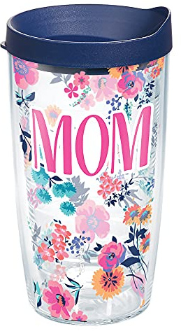Tervis 1317577 Mom Dainty Floral Insulated Tumbler with Wrap and Lid 16 oz Mug - Tritan Clear