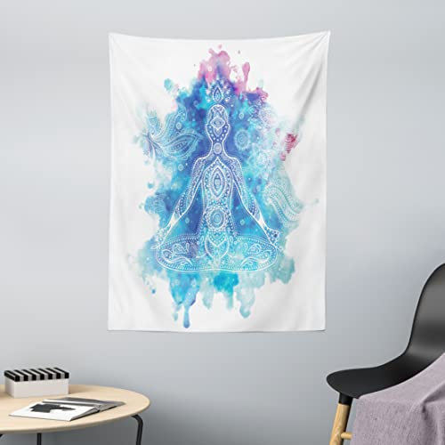 ABAKUHAUS Chakra Wandteppich, Damast-Schablonen-Mandala aus Weiches Mikrofaser Stoff Waschbar ohne Verblassen Digitaldruck, 110 x 150 cm, Getrocknete Rose