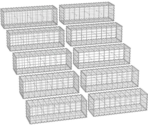 SONGMICS Gabionenkörbe, Drahtkorb mit 5 x 10 cm Maschenweite für Steine, verzinkt, Gartendekoration Distanzhalter, 100 x 30 x 30 cm, 10er Set, silber GGB033V1