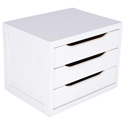 Cajonera Madera con 3 cajones en Color Blanco 40x30x29cm
