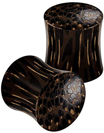 KJM FASHION 2 Stk Wood 10mm 00gauge Double Flared Saddle Palme solide Ohrringe Flesh Earplugs Stecker Expander Dehnen Gauges Piercing Schmuck 5537