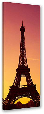 Leinwandbild XXL Eiffelturm Wandbild Kunst Paris Orange 50x150 cm
