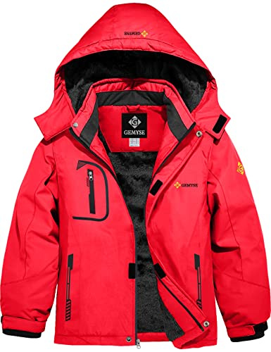 GEMYSE Boys Winter Coat Kids Waterproof Ski Snow Jacket with Hood