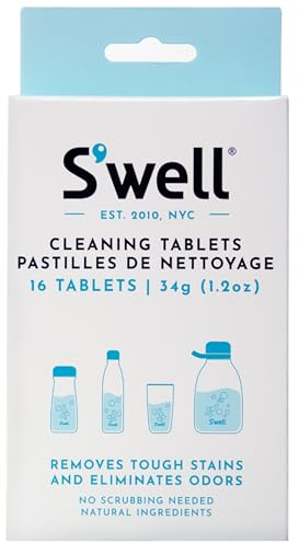 S'well Zubehör schnell wirkende Brauset-Fizz Away Rückstände und geruchschlorfrei und aus natürlichen Stoffen gewonnen, 16 Reinigungstabletten für Edelstahl