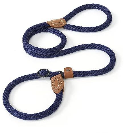 Mile High Life | Strong Soft Dog Slip Leash | Premium Poly Cotton Soft Comfortable Rope Dog Leash Dog Lead | Supports Strong Pulling Large Medium Small Dogs 4 or 5 Feet(Navy 4 Foot (Pack of 1))