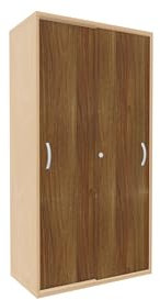 Schiebetürenschrank, 3 Dekor-Einlegeböden, abschließbar, 800x425x1536, Nussbaum/Buche