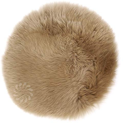 H.O.C.K. Fell-Sitzauflage Sitzkissen rund/eckig flauschig Indoor (rund Ø34cm, Taupe)