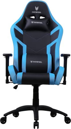 Oversteel - DIAMOND Professional Gaming Stuhl Kunstleder, 3D-Armlehnen, höhenverstellbar, um 180° verstellbar, Gasdruckfeder Klasse 4, bis zu 150Kg, Farbe Blau
