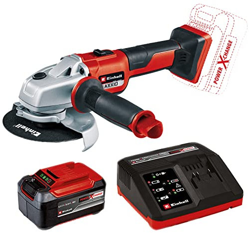 Einhell Akku-Winkelschleifer AXXIO 18/125 Power X-Change (18V, Ø125mm, Li-Ion, Brushless, Softstart, Wiederanlauf-, Scheiben-, Überlastschutz, inkl. 5,2 Ah Akku und Ladegerät, ohne Trennscheibe)