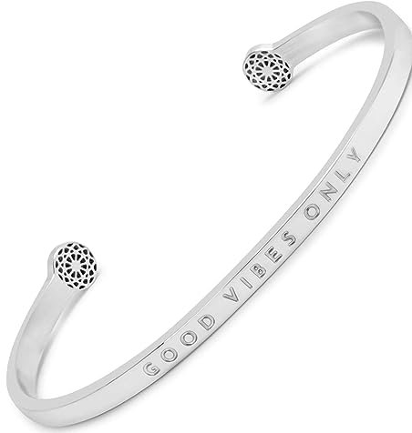 SIMPLE PLEDGE | Good Vibes Only Armreif | Armband Damen mit Gravur in Silber, Gold, Roségold | Perfekt als Schmuck Geschenk | Blindgravur