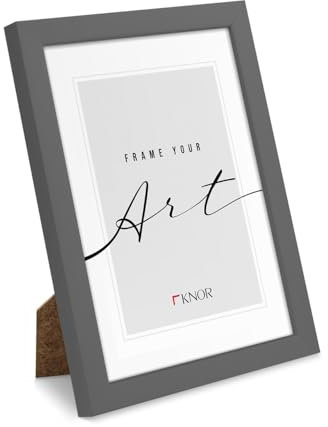 Knor Bilderrahmen 21x29,7 cm Grey, Bilderrahmen, Fotorahmen, bruchsicheres Acrylglas, Picture Frame 21x29,7, zum Aufhängen & Aufstellen, Kunststoffrahmen, Wand und Tischaufstellung, A4