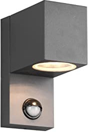 Eckige Außenwandleuchte Downlight mit Bewegungsmelder in Anthrazit, Höhe 15cm
