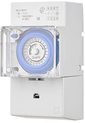 Benkeg Interruttore Timer Meccanico 24 Ore DC 12V Intervallo 30 Minuti 48 Volte ON/off Timer Elettrico programmabile Interruttore relè per Installazione su Guida DIN