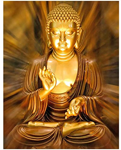 DCIDBEI DIY 5D Diamond Painting Strass Volle Gold Buddha,Diamant Painting Zen Religion Malen nach Zahlen Mosaik Spiritualität,diamant painting fluoreszierend,Basteln Erwachsene Deko