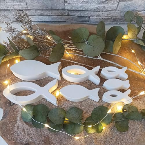 Kommunions Fische - Deko Fische - Kommunion Deko - 8er-Set - weiß - aus Raysin