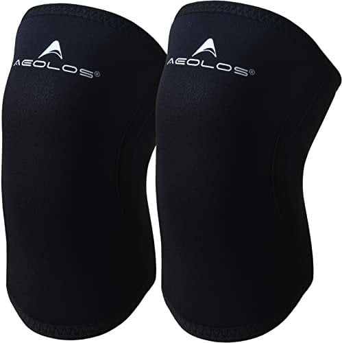 AEOLOS Ginocchiera (1 paio), 7 mm, per sollevamento pesanti, squat, palestra e altri sport (nero puro4, M)