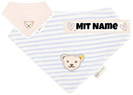 Steiff Baby Halstuch mit Name | BIO Baumwolle Nicki | Steiff personalisiert | 0-4 Jahre | Druckknopf | Halstuch Baby (Celestial Blau Nicki)