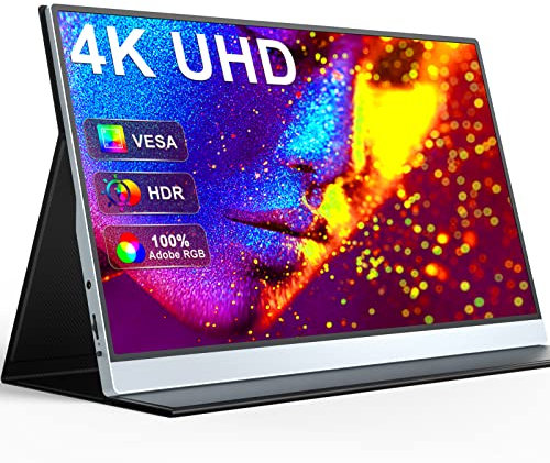 UPERFECT Portable Monitor 4K, 15,6 Zoll Tragbarer Bildschirm Mobile Display mit 3840 * 2160 UHD 100% AdobeRGB 1200:1 Kontrast IPS Screen für Laptop PC Xbo S-Witch Raspb Pi Handy