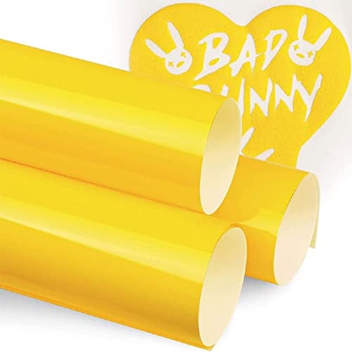 Yalulu 3D Puff Heat Transfer Vinyl, 100cm x 50cm Puffy HTV Vinyl Foaming Iron on Vinyl for Cricut T-Shirt (Yellow)
