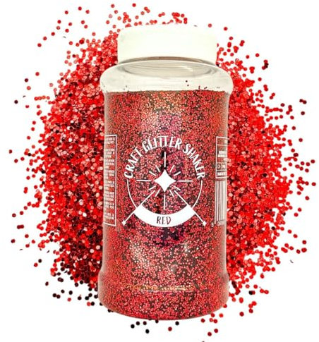 Large 500g Shaker Jar of Red Glitter-Colourful Glitter for Resin or Crafts, Chunky Glitter, Nail Art