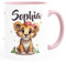 SpecialMe® Kinder-Tasse Motiv Baby Löwin Name personalisierte Namenstasse für Mädchen mit Tiermotiv weiss-innen-rosa standard