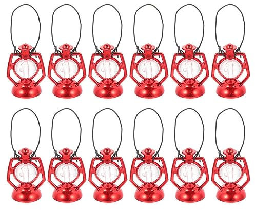 Zerodeko 12stücke Miniatur Kerosinlampe Für Dekorative Rotfarbene Laterne Nostalgisches Zubehör Für -dekoration Für Verschiedene Szenen