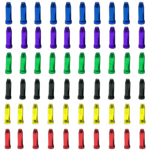 60 Pcs Brake Cable Caps & End Tips for Bikes - Durable End Crimps for Mountain and Road Bicycles, Secure and Tidy Cable Management (Universal Fit for Shifting & Brake Lines)