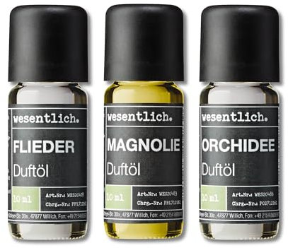 wesentlich. Set di oli profumati – Composizioni armoniose per lampade profumate, diffusori e candele – lilla, magnolia, orchidea