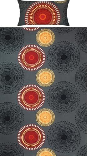 REDBEST Bettwäsche Biber Mandalas anthrazit-Terra Größe 40x80 cm / 155x220 cm - mollig warm, temperaturausgleichend, mit Reißverschluss
