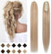 SEGO Ponytail Haarteil Echthaar Zopf Extension mit Klammer Clip in Pferdeschwanz Haarverlängerung 100% Remy Haar Hair Piece glatt #18P613 16(40cm)-105g