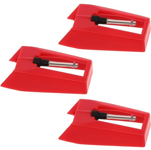 ZKSXOA 3 Pcs Tourne Disque Aiguille, Aiguille Tourne Disque, Universelles Aiguille Tourne Disque Aiguilles Diamant de Stylet de Remplacement Aiguille pour Vinyl Tourne-Disque Accessoires, Rouge