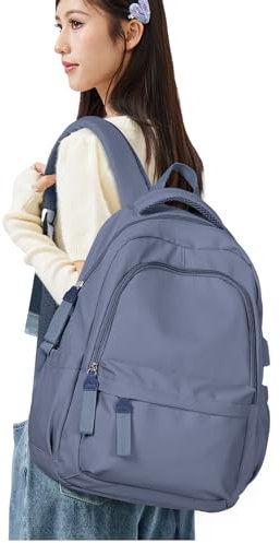 SEAFEW Schulrucksack Mädchen Teenager Schulranzen Rucksack Damen 14 Zoll Laptop Rucksack Leichter schultasche Hochschule Campus Rucksack Nylon Wasserdicht Lässig Arbeitsreise Tagesrucksack,blau lila