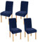 JHLD Stretch Stuhlhussen 4er Set, Stuhlbezug Samt Weiche Stuhlhussen Für Esszimmerstühle Abnehmbare Waschbar Für Hotel Bankett-Navy blau-4 Stück