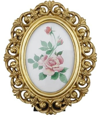 Bitray Goldener Bilderrahmen, 26,7 x 21,1 cm, eleganter antiker Bilderrahmen mit Glasfront, Tischaufsteller und Wandbehang, Heimdekoration