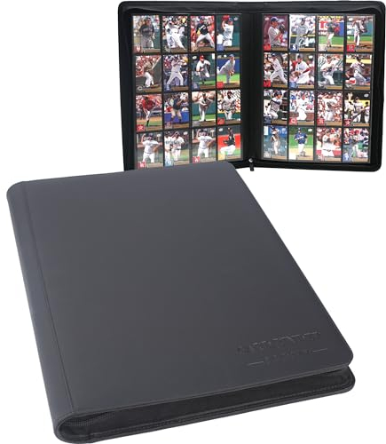 EGOSKY Sammelkarten Album 16 Fächer, Sammelkarten Ordner 1000+ Karten, Groß Karten Sammelalbum mit Reißverschluss, Card Binder für Trading Cards, Sportkarten (Schwartz)
