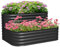 Outsunny Quadratischer Garten-Blumenkasten Pflanzkübel aus Stahl, erhöhter Boden, offener Boden, 2 Etagen, für Kräuter, Gemüse, Obst, Blumen, Kräuterbeet, Schwarz