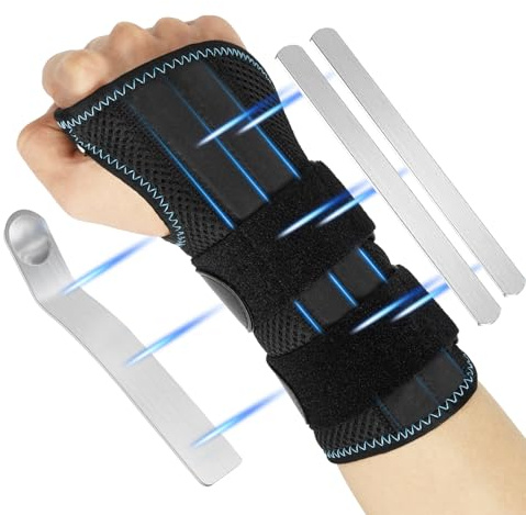SUPRBIRD Handgelenk Bandagen, Handgelenkstütze mit 3 Metallschiene-Stabilisator, Karpaltunnel Bandage Rechts-zur Linderung von Tendinitis Arthritis Schmerzen Im Karpaltunnel (Rechts, L/XL)
